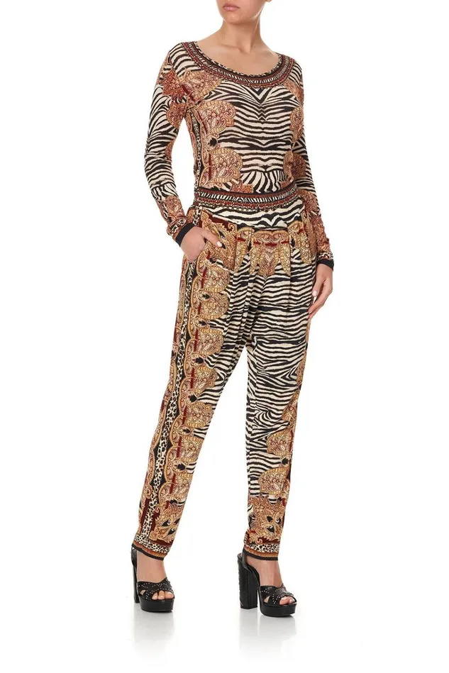 Camilla Trousers and Leggings Women Harem Pants With Front Pleats Wild Fire