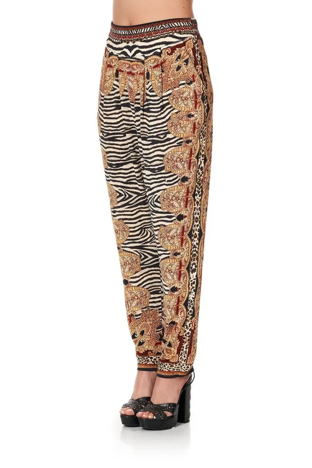 Camilla Trousers and Leggings Women Harem Pants With Front Pleats Wild Fire