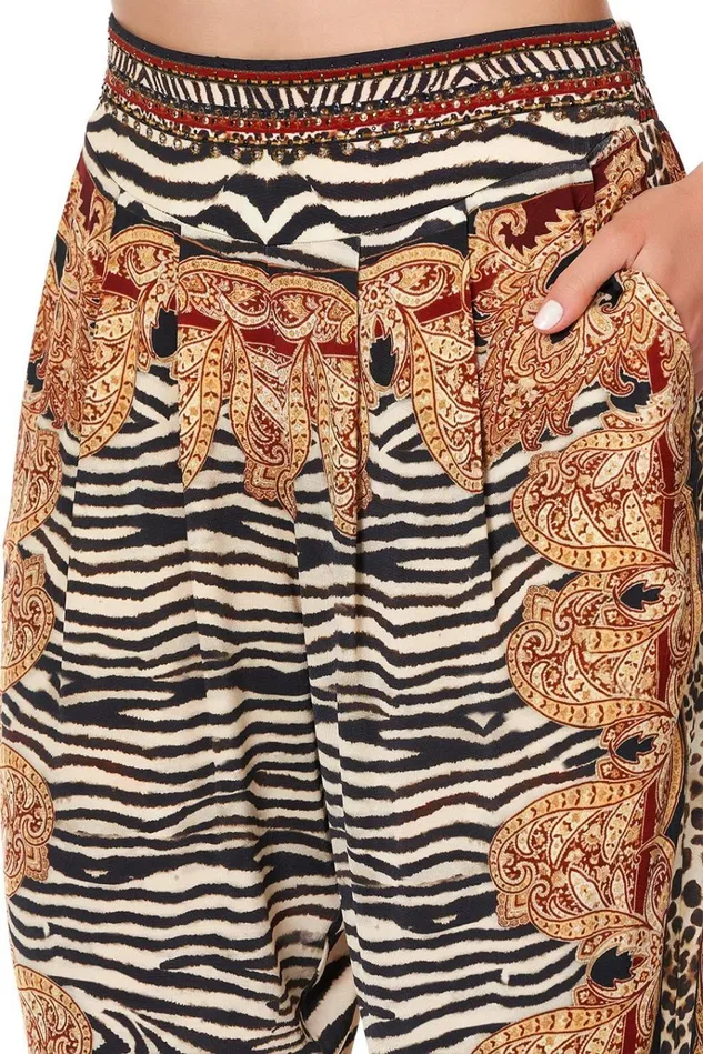 Camilla Trousers and Leggings Women Harem Pants With Front Pleats Wild Fire