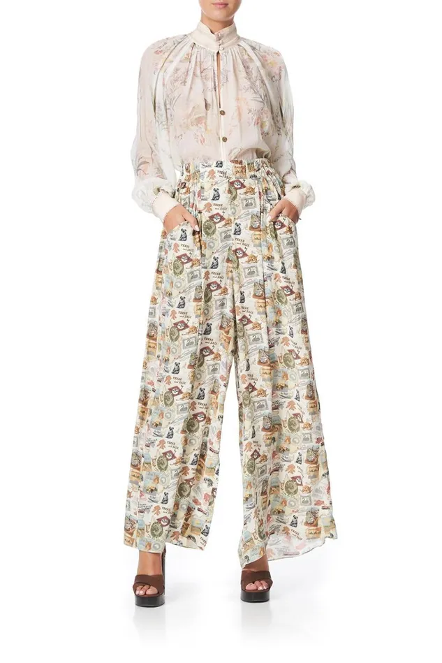 Camilla Trousers and Leggings Women Wide Leg Pant With Gathered Pockets Wish You Were Here Camilla Trousers and Leggings Women Wide Leg Pant With Gathered Pockets Wish You Were Here