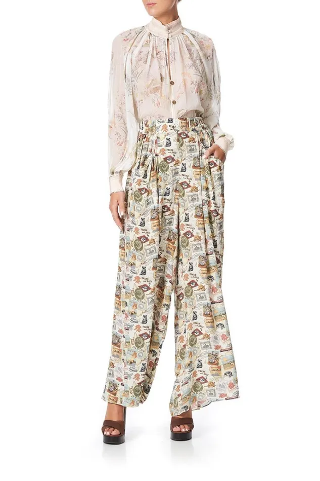 Camilla Trousers and Leggings Women Wide Leg Pant With Gathered Pockets Wish You Were Here