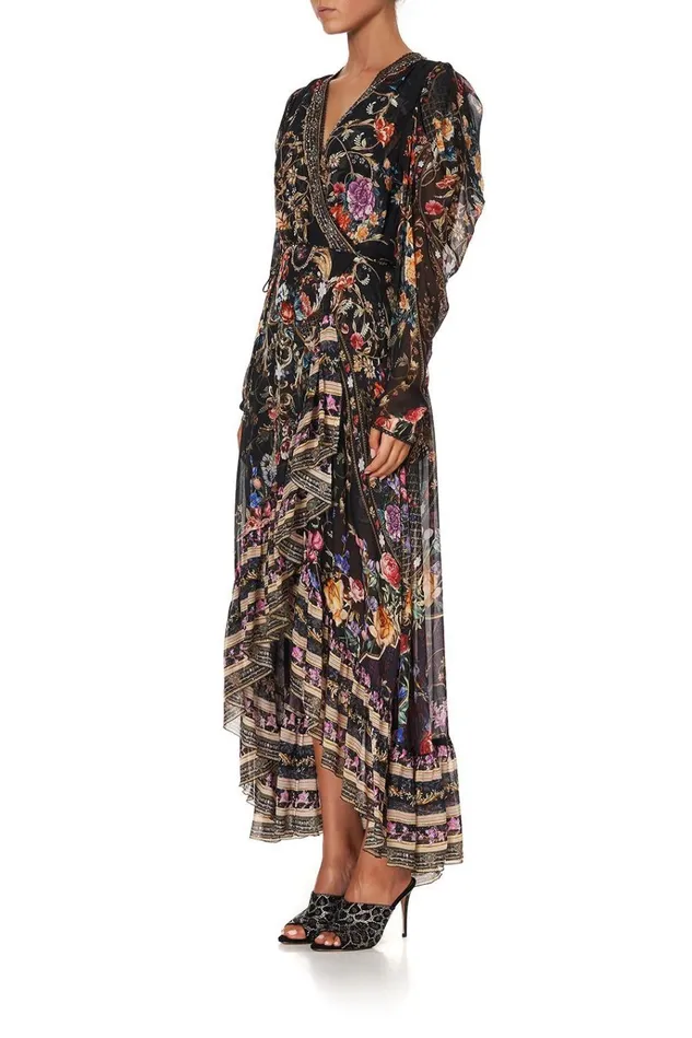 Camilla Wedding Guest Dresses Women Blouson Wrap Sleeve Dress Blushing Manor