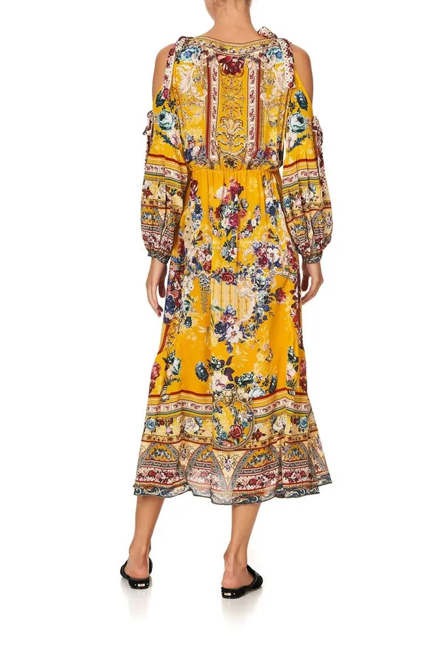 Camilla Wedding Guest Dresses Women Split Sleeve Wrap Dress Crowned Roses