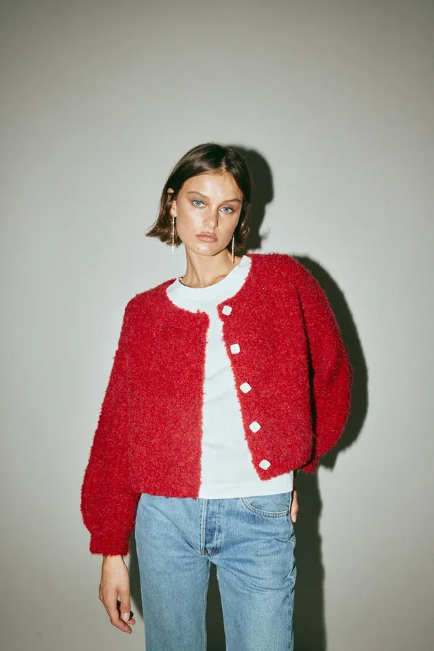 Cardigans Women VRG GRL Elsie Knit Cardigan Chilli