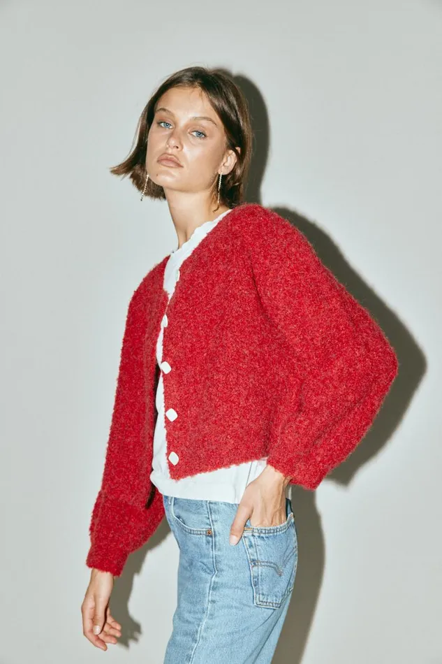 Cardigans Women VRG GRL Elsie Knit Cardigan Chilli