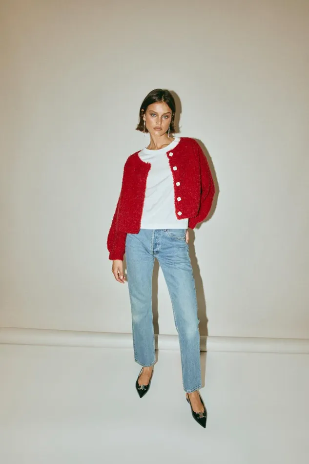 Cardigans Women VRG GRL Elsie Knit Cardigan Chilli