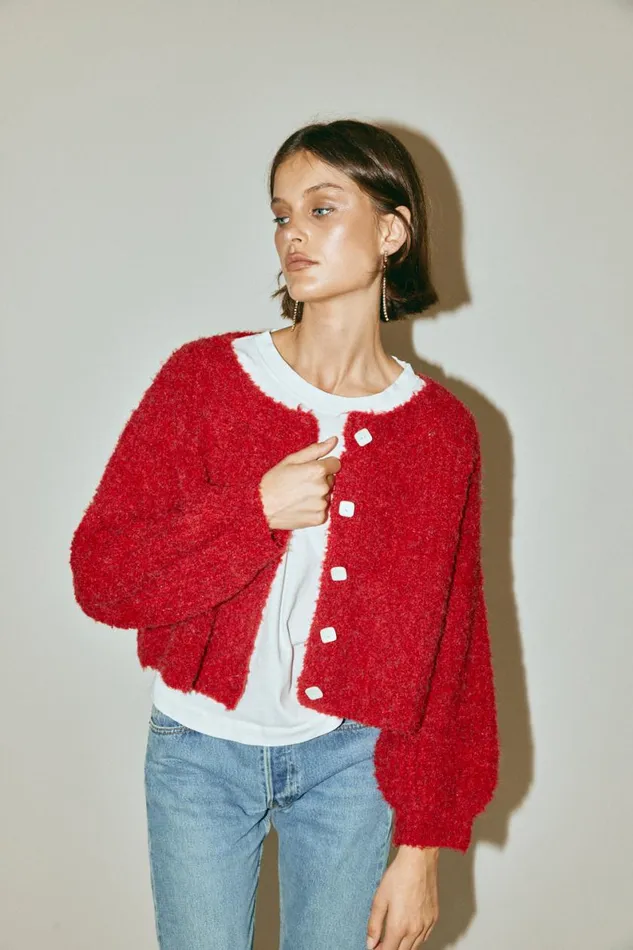 Cardigans Women VRG GRL Elsie Knit Cardigan Chilli