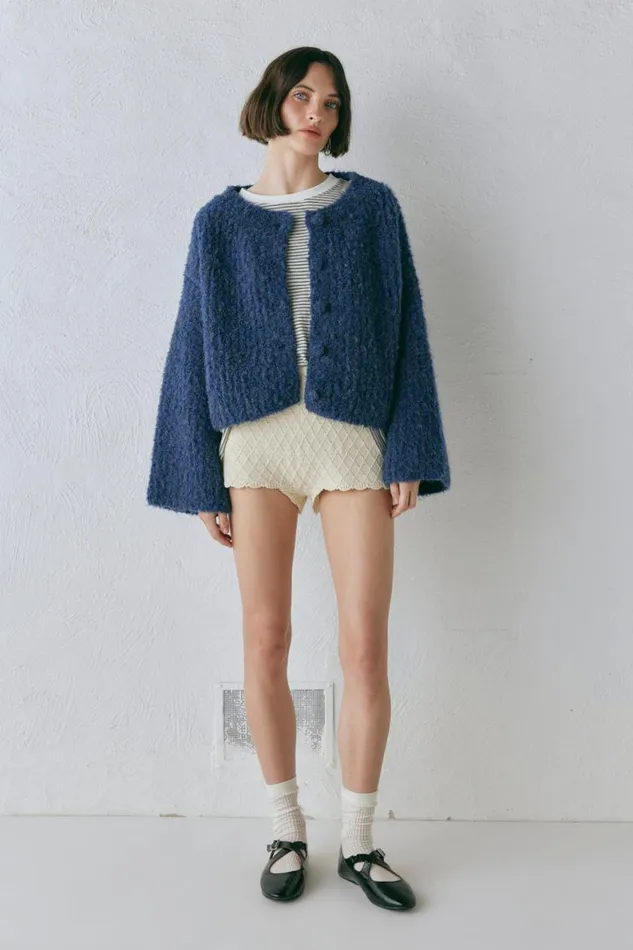 Cardigans Women VRG GRL Lacy Knit Cardigan Marle