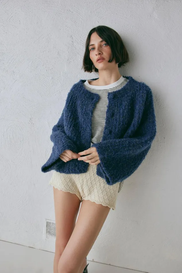 Cardigans Women VRG GRL Lacy Knit Cardigan Marle Cardigans Women VRG GRL Lacy Knit Cardigan Marle