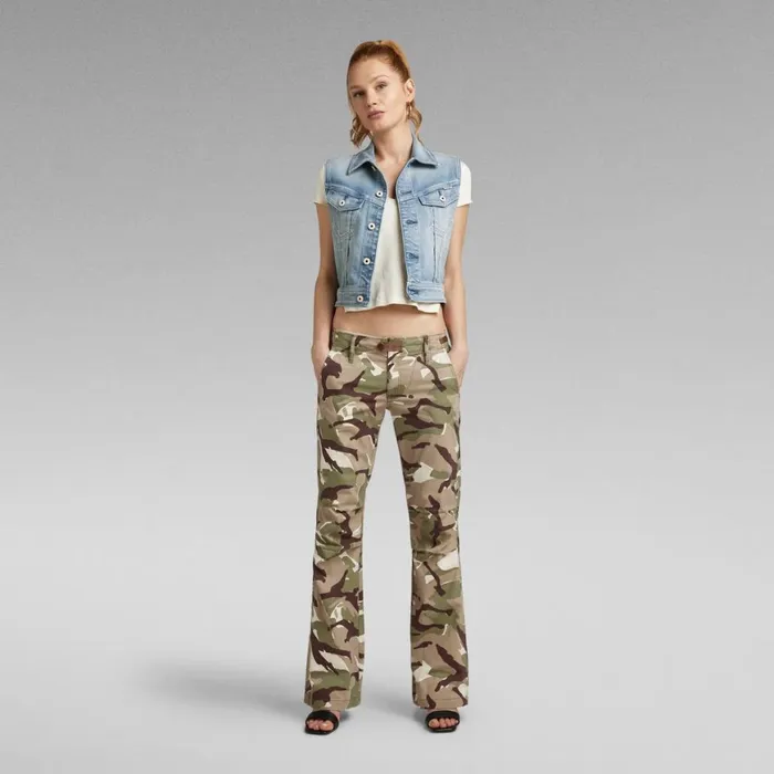 Cargos and Chinos Women GStar RAW Y2K Camou Zip Pant Sage