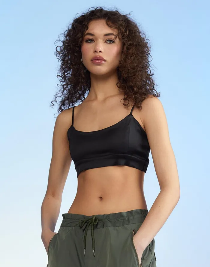 Casey Satin Bralette 8211 Black Women Cynthia Rowley Tops