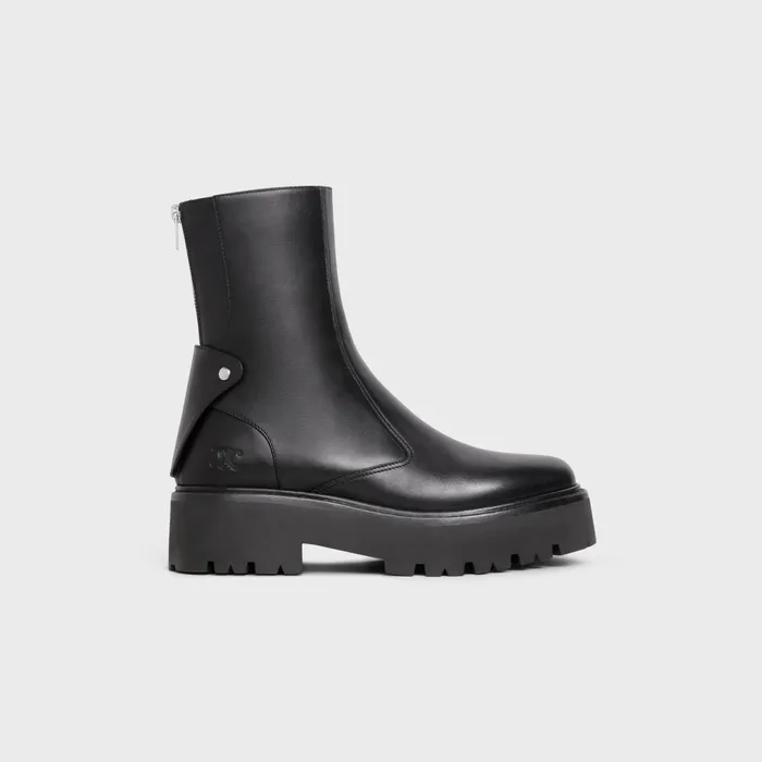 Celine Bulky Boots With Back Zip And Triomphe In Calfskin Black Women CELINE BOOTS AND ANKLE BOOTS Celine Bulky Boots With Back Zip And Triomphe In Calfskin Black Women CELINE BOOTS AND ANKLE BOOTS