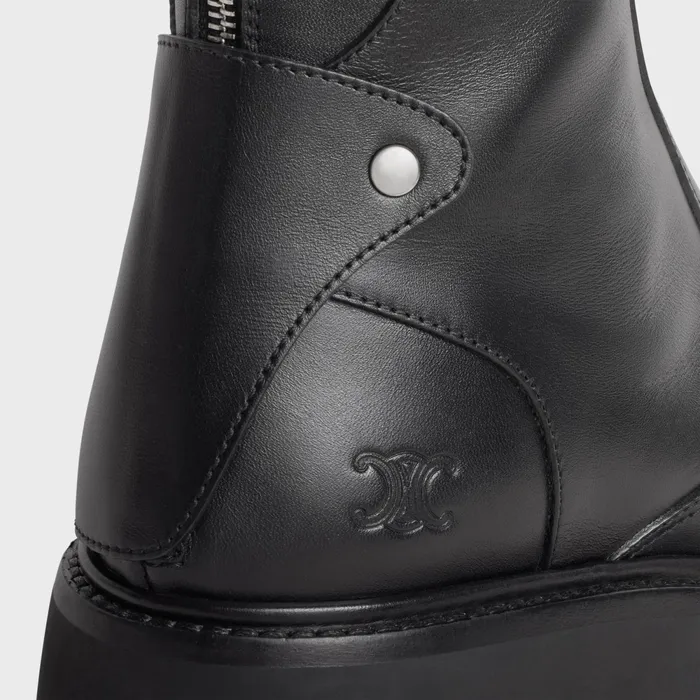 Celine Bulky Boots With Back Zip And Triomphe In Calfskin Black Women CELINE BOOTS AND ANKLE BOOTS