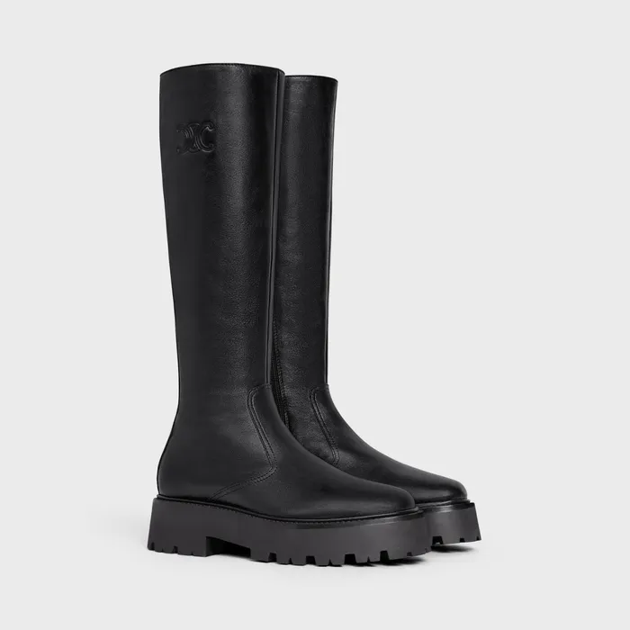 Celine Bulky Zipped Boot With Triomphe In Calfskin Black Women CELINE BOOTS AND ANKLE BOOTS