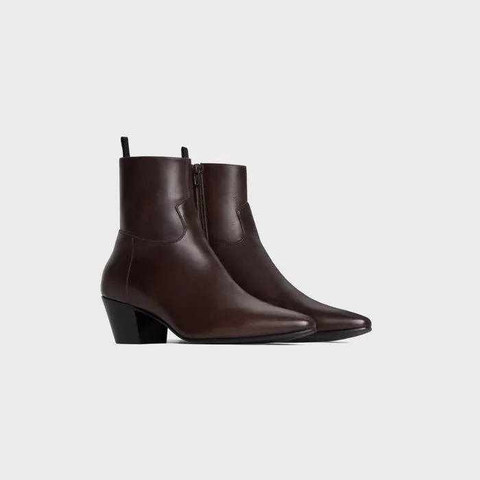 Celine Jacno Zipped Boot In Calfskin Oak Men CELINE BOOTS