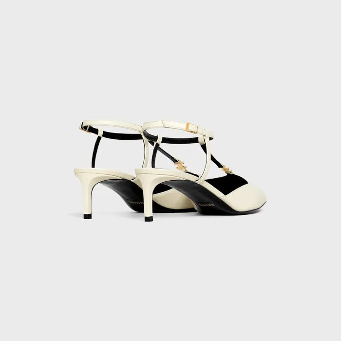 Celine Kitten Triomphe TBar Strap Pump In Lambskin Milk Women CELINE PUMPS