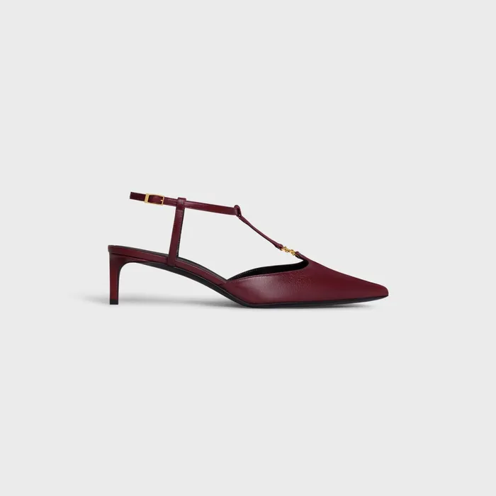Celine Kitten Triomphe TBar Strap Pump In Lambskin Ox Blood Women CELINE PUMPS Celine Kitten Triomphe TBar Strap Pump In Lambskin Ox Blood Women CELINE PUMPS