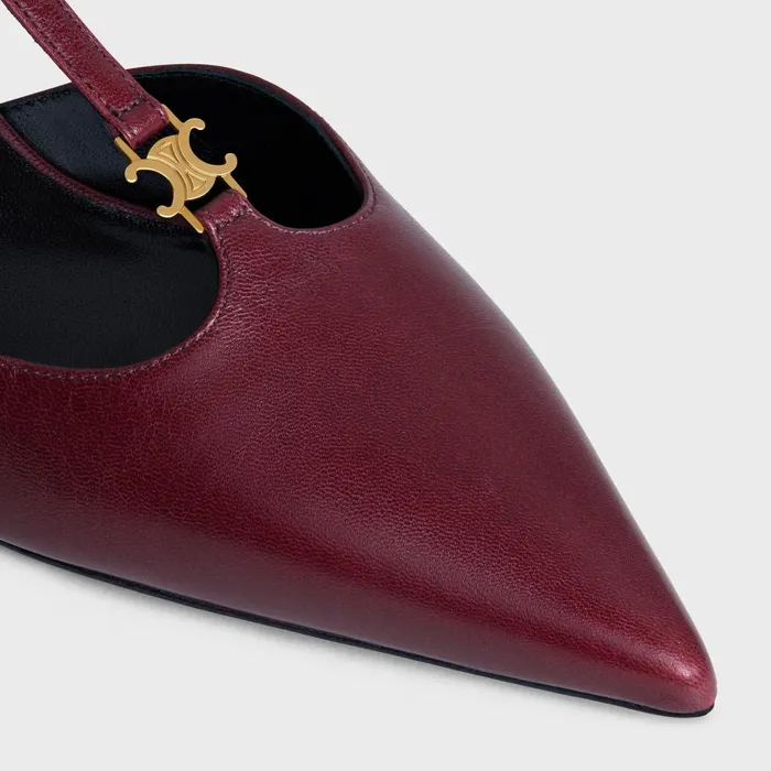 Celine Kitten Triomphe TBar Strap Pump In Lambskin Ox Blood Women CELINE PUMPS