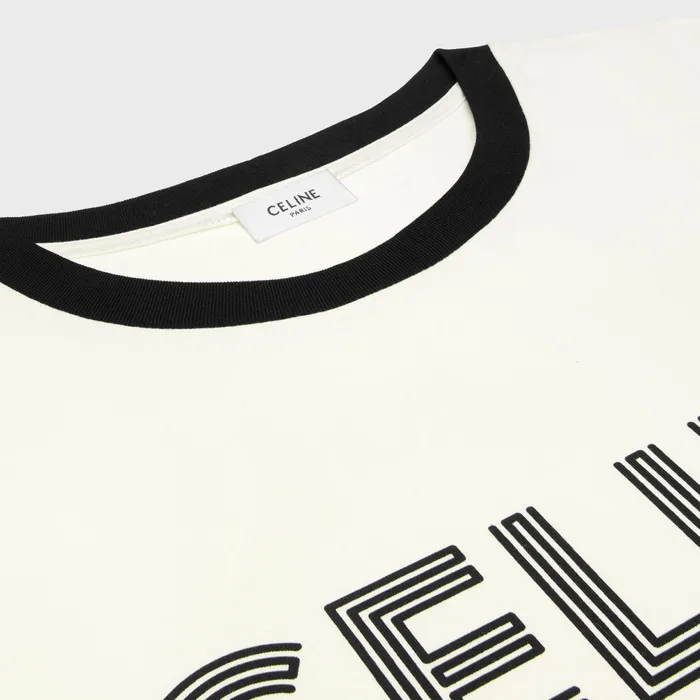 Celine Loose TShirt In Cotton Jersey Dirty White Black Men CELINE TSHIRTS AND SWEATSHIRTS