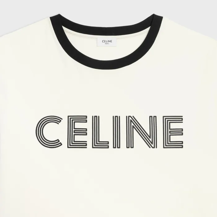 Celine Loose TShirt In Cotton Jersey Dirty White Black Men CELINE TSHIRTS AND SWEATSHIRTS