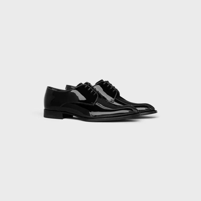 Celine Tuxedo Derby In Patent Calfskin Black Men CELINE LOAFERS AND MOCASSINS