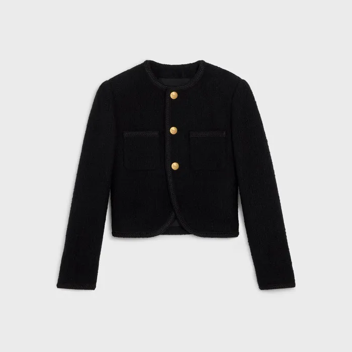 Chasseur Jacket In Boucle Natte Black Women CELINE JACKETS