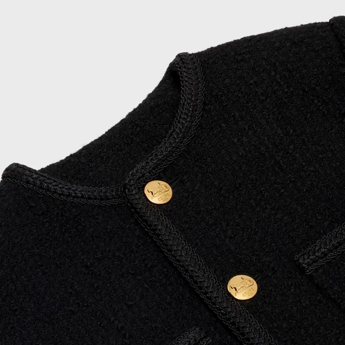 Chasseur Jacket In Boucle Natte Black Women CELINE JACKETS