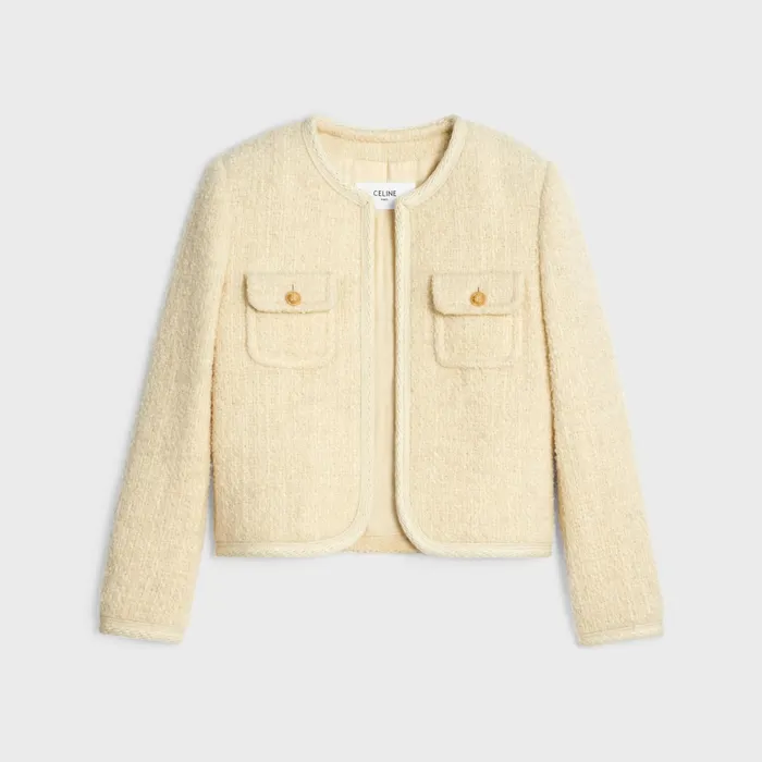 Chelsea Jacket In Light Tweed Vanilla Women CELINE JACKETS