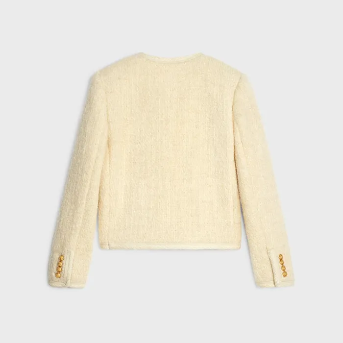 Chelsea Jacket In Light Tweed Vanilla Women CELINE JACKETS