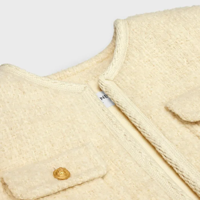 Chelsea Jacket In Light Tweed Vanilla Women CELINE JACKETS