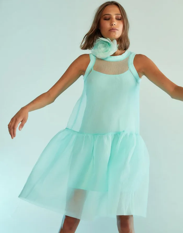 Chloe Organza Dress 8211 Mint Women Cynthia Rowley Dresses