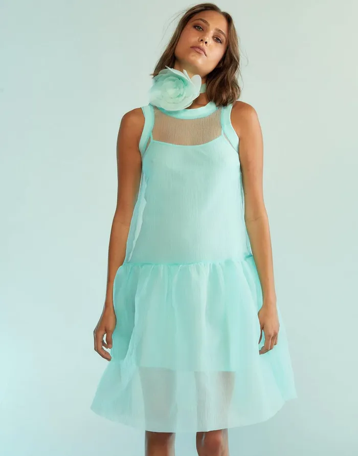 Chloe Organza Dress 8211 Mint Women Cynthia Rowley Dresses