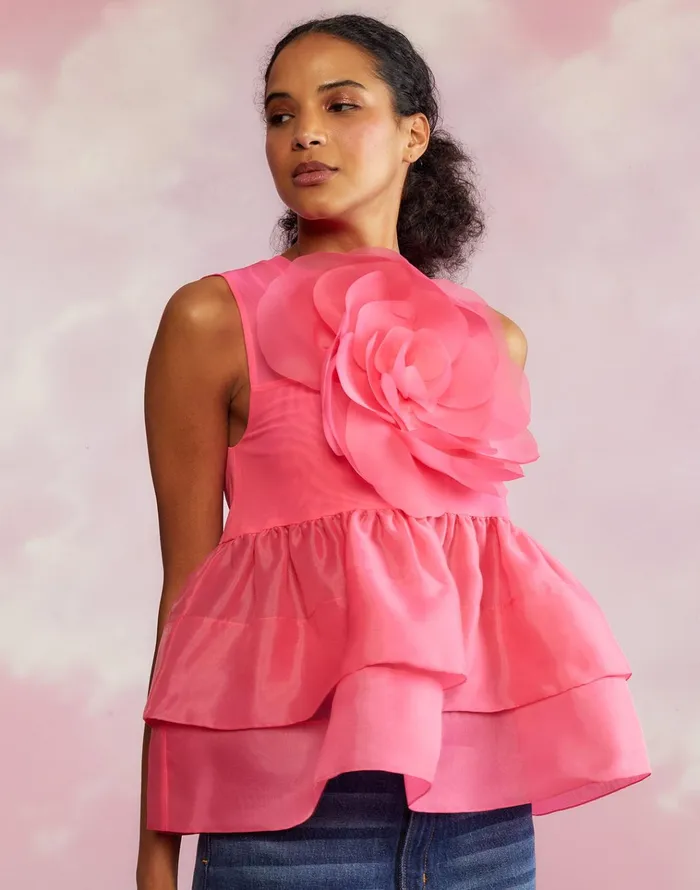 Chloe Organza Flower Top 8211 Htpnk Women Cynthia Rowley Tops