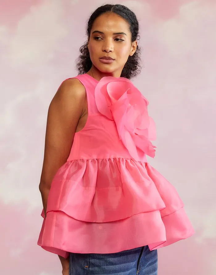 Chloe Organza Flower Top 8211 Htpnk Women Cynthia Rowley Tops