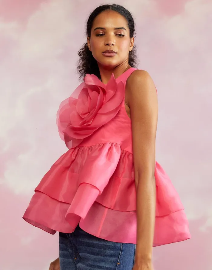 Chloe Organza Flower Top 8211 Htpnk Women Cynthia Rowley Tops
