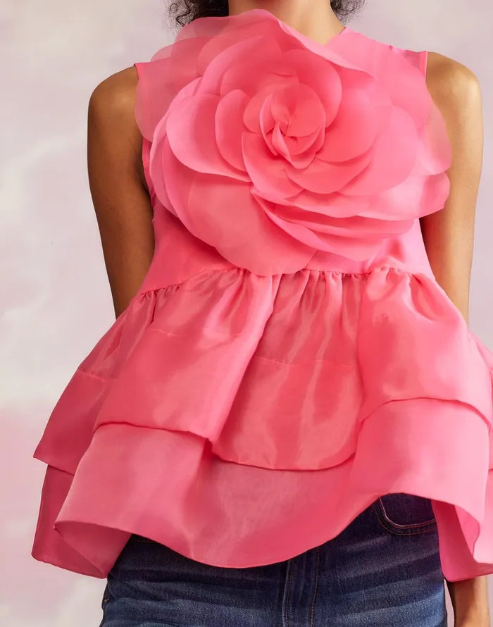 Chloe Organza Flower Top 8211 Htpnk Women Cynthia Rowley Tops