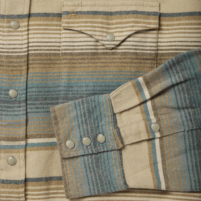 Classic Cut Men Stetson Blue Stripe Flannel Western Shirt Blue