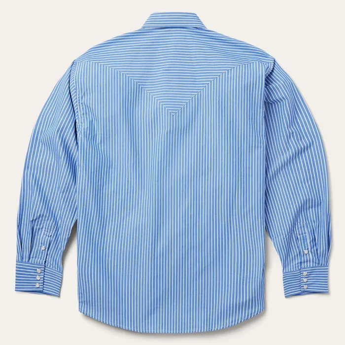 Classic Cut Men Stetson Blue Western Stripe Shirt Blue