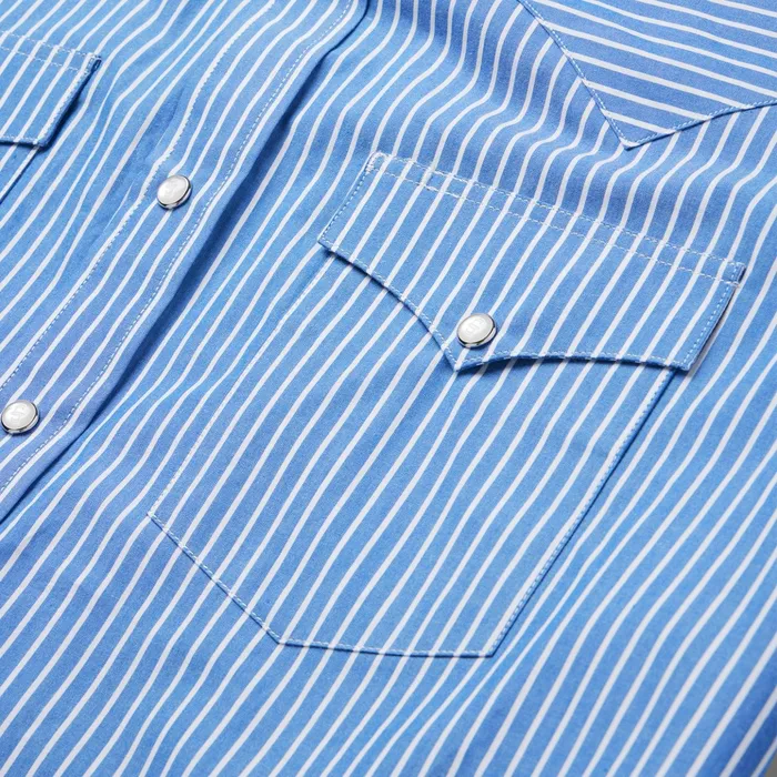 Classic Cut Men Stetson Blue Western Stripe Shirt Blue