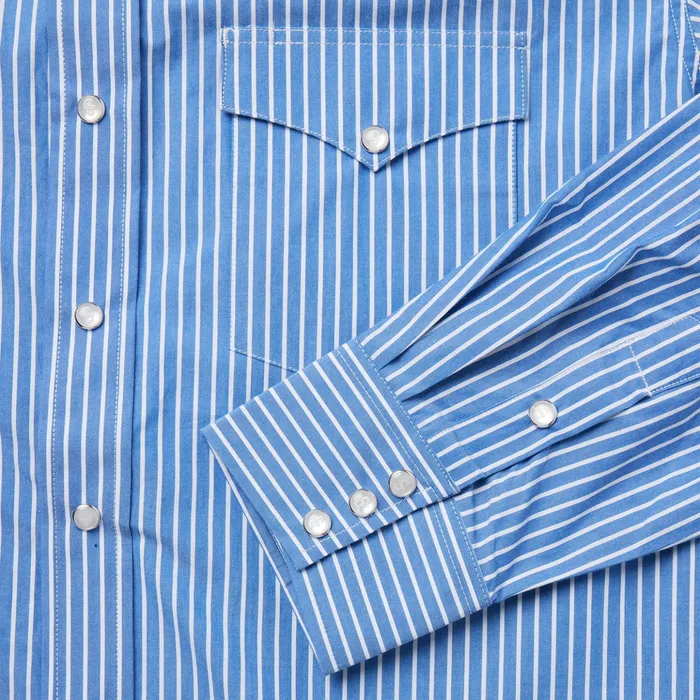 Classic Cut Men Stetson Blue Western Stripe Shirt Blue