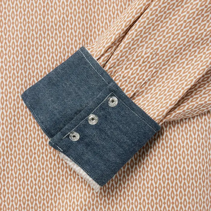 Classic Cut Men Stetson Orange Diamond Print Western Shirt Orange