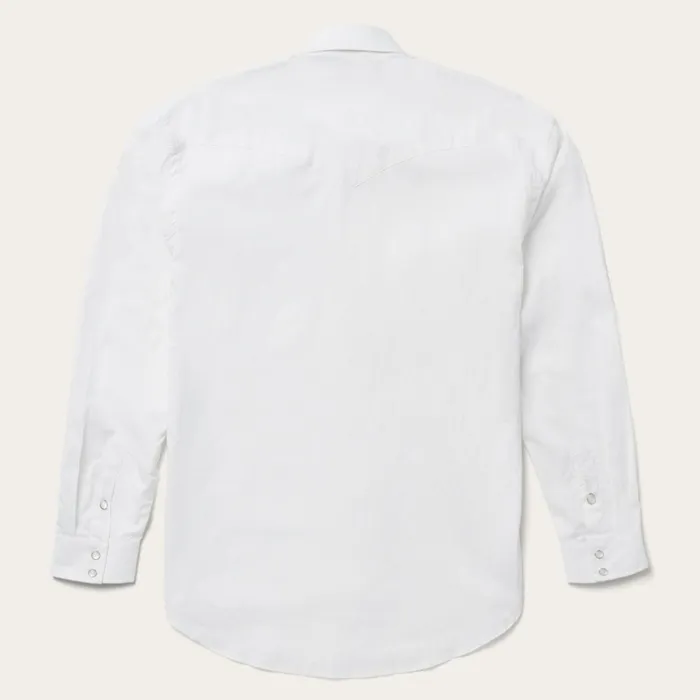 Classic Cut Men Stetson Pin Point Oxford Shirt White