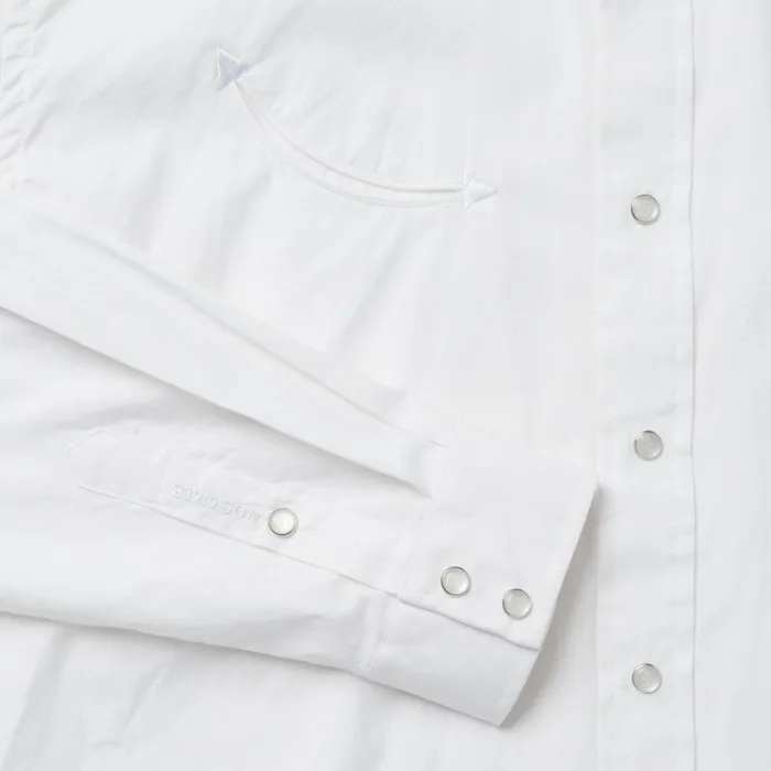 Classic Cut Men Stetson Pin Point Oxford Shirt White