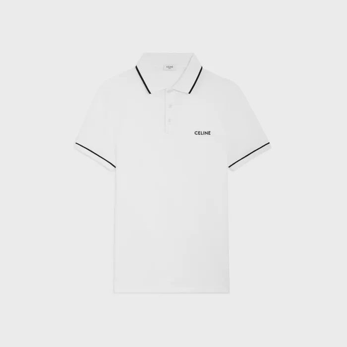 Classic Polo Shirt In Cotton Piqu Off White Black Men CELINE TSHIRTS AND SWEATSHIRTS Classic Polo Shirt In Cotton Piqu Off White Black Men CELINE TSHIRTS AND SWEATSHIRTS