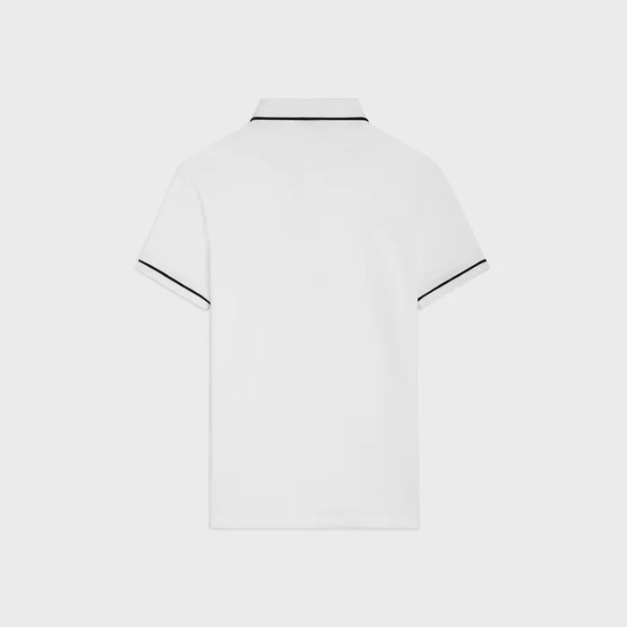 Classic Polo Shirt In Cotton Piqu Off White Black Men CELINE TSHIRTS AND SWEATSHIRTS