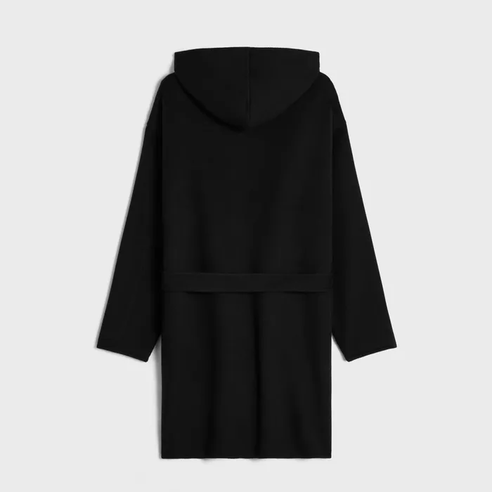 Coat With Hood In Double Face Cashmere Black Women CELINE COATS