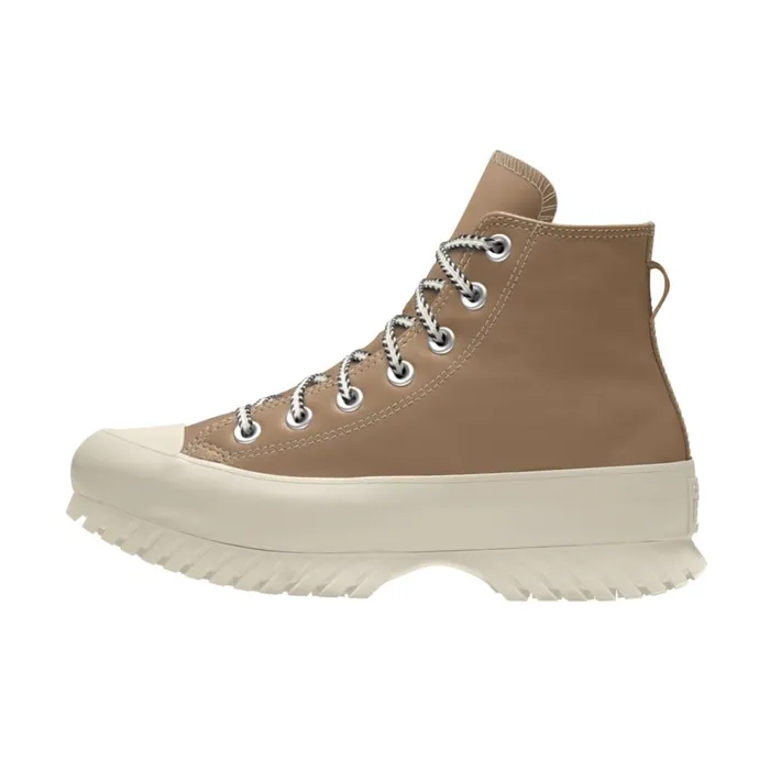 Converse High Top Custom Chuck Taylor All Star Lugged Platform Leather By You Champagne Tan 8211 Women