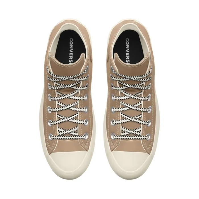 Converse High Top Custom Chuck Taylor All Star Lugged Platform Leather By You Champagne Tan 8211 Women