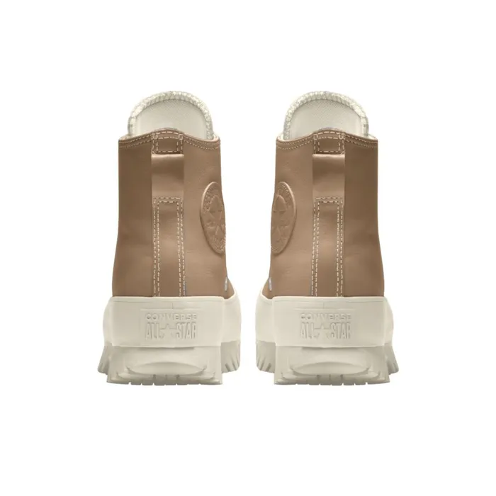 Converse High Top Custom Chuck Taylor All Star Lugged Platform Leather By You Champagne Tan 8211 Women