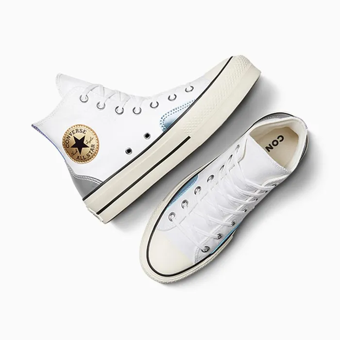 Converse Platforms Converse All Star Lift Platform Chrome Whitesilvergold 8211 Women